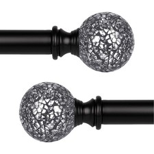 2 Pack Window Treatment Sparkling Mosaic Ball Curtain Rod Set, 1-Inch Diamete...