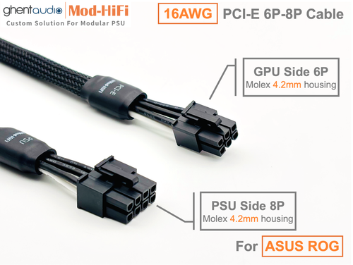 β‘οΈ16AWG PCI-E GPU 6P Cable for ASUS ROG STRIX 1000W Gold -π70cm/27 inch - Picture 3 of 8