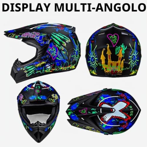 Casco da moto – Casco da motocross MTB Fullface con guanti, maschera per adulti foto 3