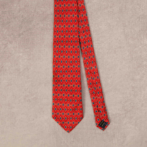 Vintage 1990s Patterned Silk Tie Red Jos.a. Bank - Picture 1 of 5