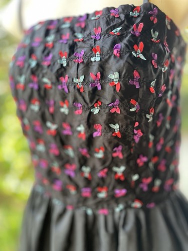 Vintage 1980's Black Party Dress Cocktail Dress Pink Bow Midi Size 14 - Picture 9 of 17
