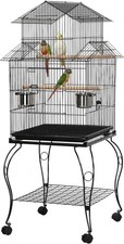Budgie Cage Rolling Standing Triple Roof Medium Parrot Cage Pet Bird Cage