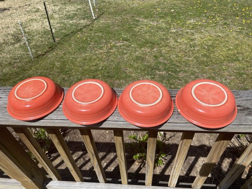 Set of 4 Fiestaware Poppy 7" Cereal Soup Bowls Homer Laughlin HLC Made in USA - Picture 3 of 9