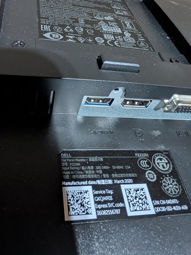 Dell P2219H 22in LCD Monitor Full HD 1920 x 1080 HDMI DP 8 ms 16:9 Widescreen - Picture 4 of 4