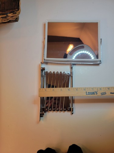 MCM Chrome White Accordion mirror Extends Swivels 4x Mag And Standard 8" X 6"  - Picture 21 of 21