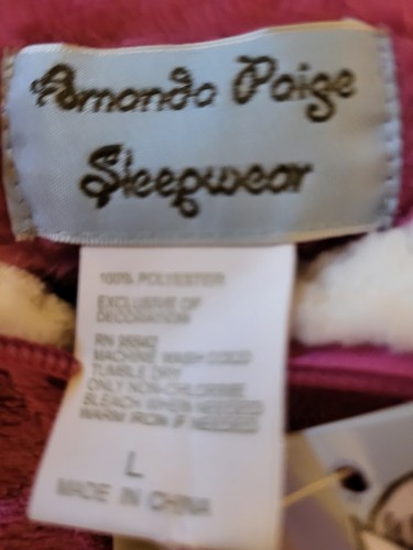 Amanda Paige Sleepwear Berry Zip up Robe Size Large Women's - Picture 3 of 7