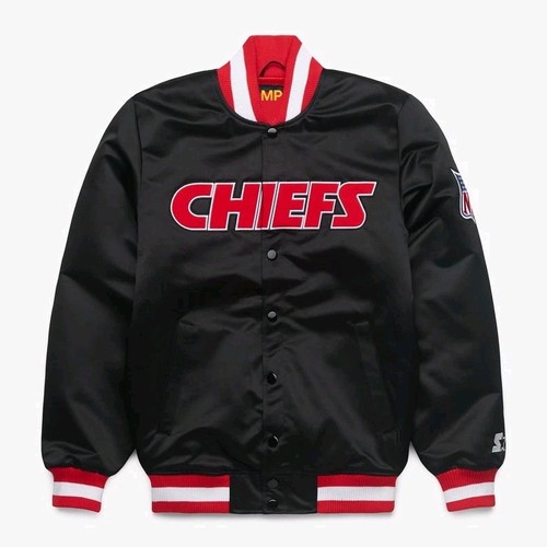 Kansas City Cheifs schwarz Satin Bomber Stil Letterman schwere College-Jacke - Bild 1 von 5