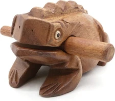 BSIRI 5" Wooden Frog Rasp - Musical instruments of Africa 5 Inches, Brown 