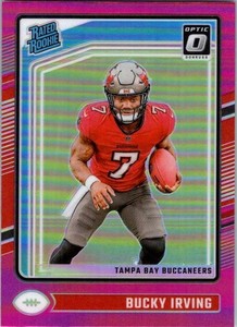 2024 Donruss Optic #216 Bucky Irving Rated Rookie Pink Prizm