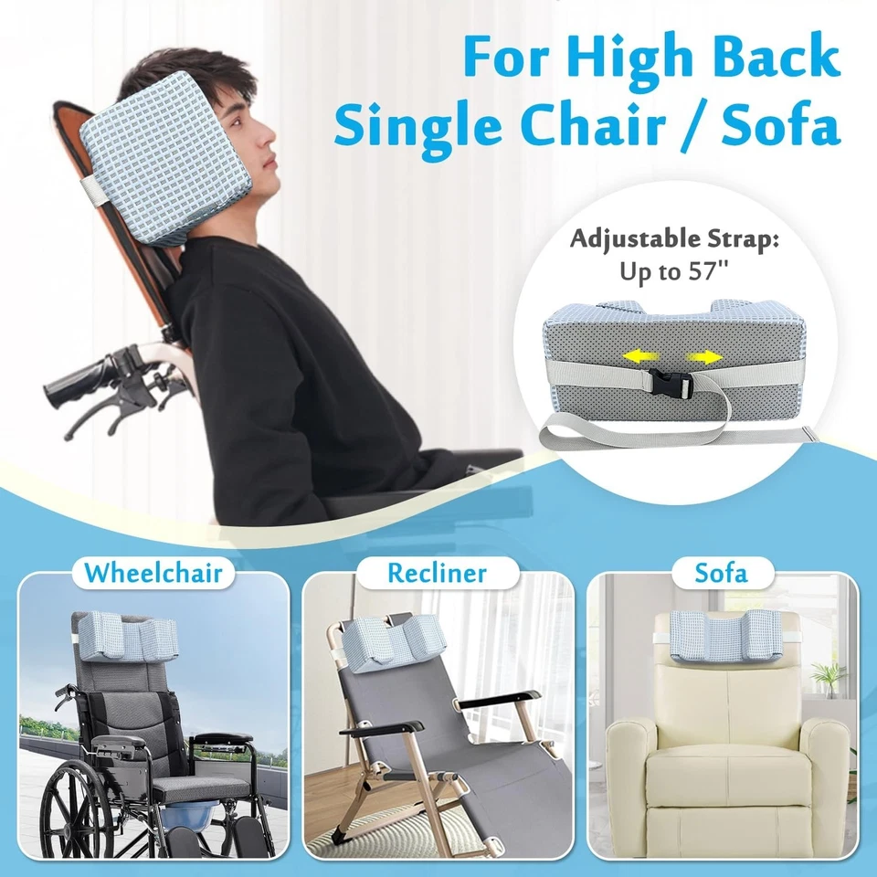 AOSSA Wheelchair Pillow Headrest for Recliner High Back Wheelchair Neck Suppo... - Image 3 of 4