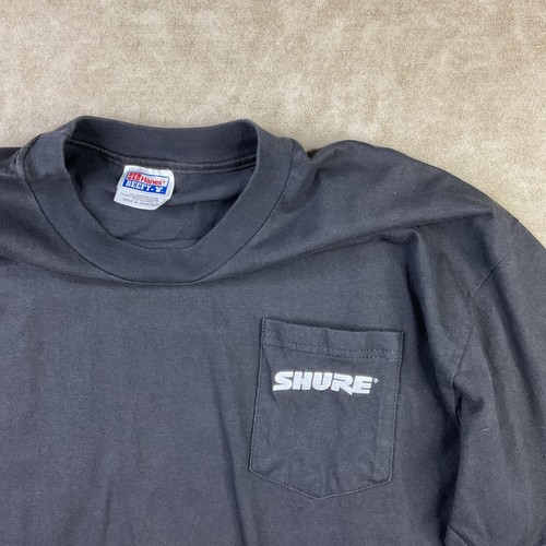 Vintage Shure T-Shirt Microphone Graphic Tee Y2K Hanes Black Sz XL Music - Picture 6 of 7