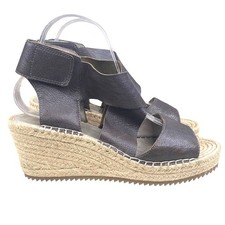 Eileen Fisher Women's Willow Metallic Pewter Stappy Espadrille Size US 8