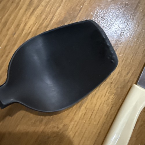 Vtg Ekco Nylon Slotted Spoon Black Serving Cooking Utensils & Knife Beige Handle - Picture 7 of 13