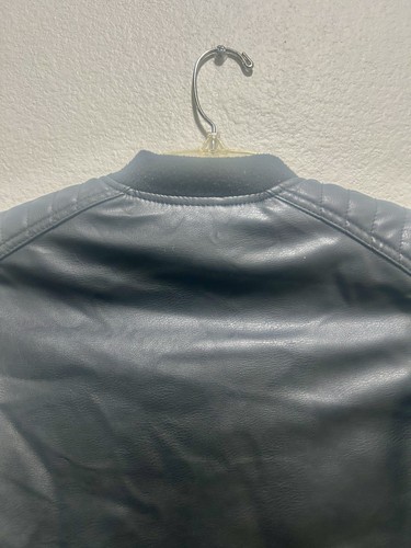 H&M Boys Faux Leather Moto Jacket Black Zip Pockets Size 7 - Picture 14 of 17