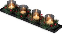 Adventskranz Metall Schwarz | Teelichthalter Weihnachten | Modernes Tischdeko