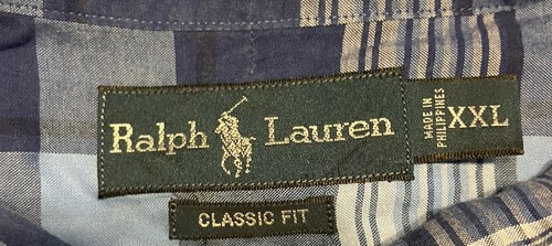 Camisa Ralph Lauren Para Hombre 100% Algodón Manga Corta XXL Cuadros Azul Calce Clásico - Imagen 4 de 7