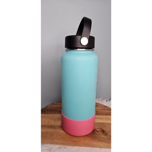 HYDRO FLASK 32 oz Teal Blue Green Wide Mouth with Pink Boot - Bild 6 von 12