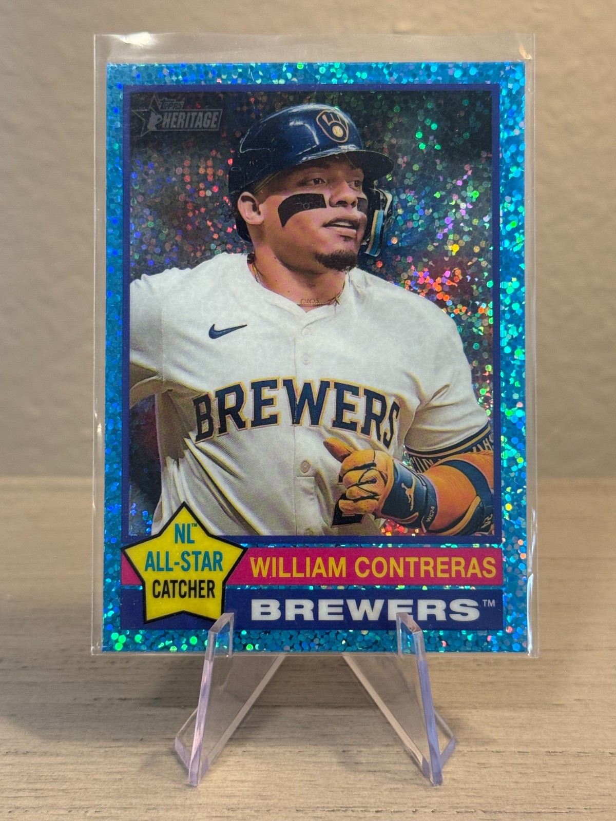 2025 Topps Heritage William Contreras #300 NL All Star Blue Sparkle Brewers