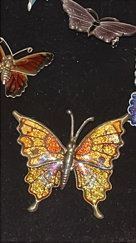 Vintage Schmetterling Brosche Konvolut 32 Teile Schmuck Libelle Strass Anhänger Pins - Bild 16 von 20