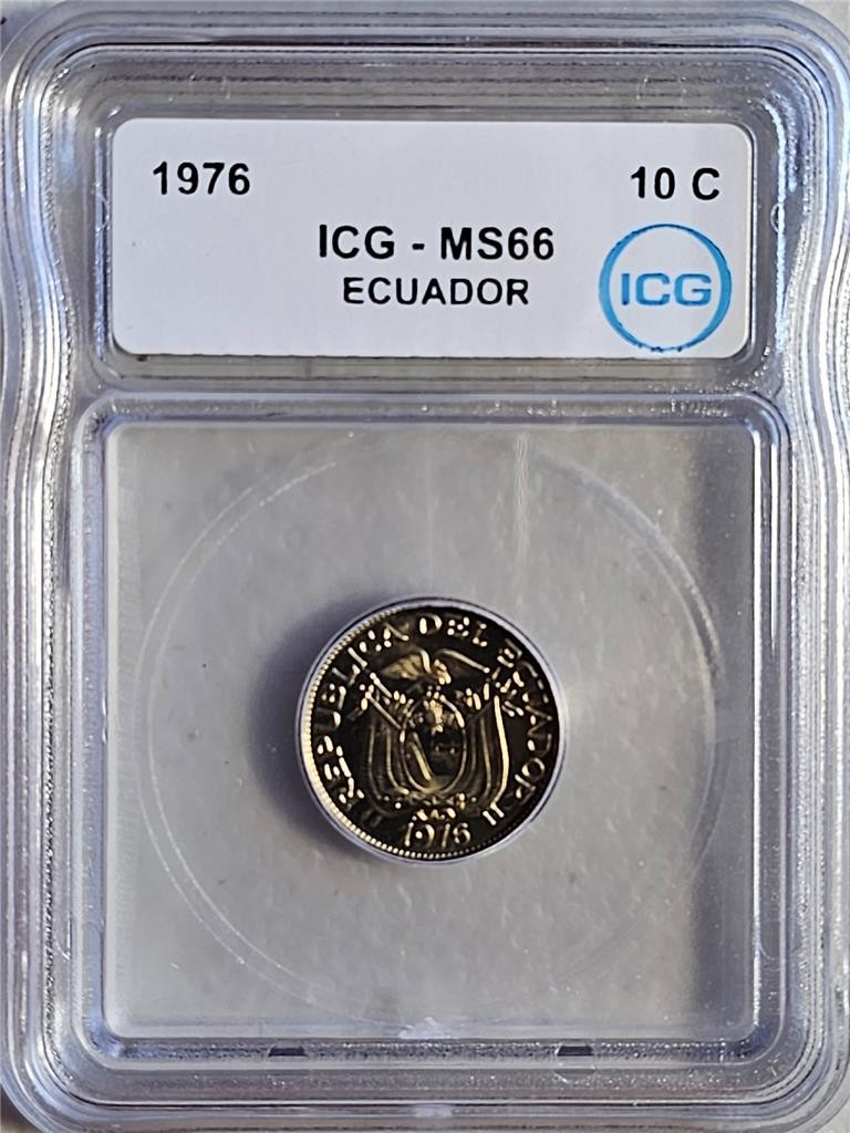 Ecuador 10 Centavos 1976 ICG MS 66