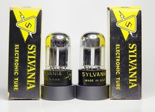 Matched Pair Sylvania 6SN7 GTB Black Plate Chrome Top 1950s Hickok Tested Strong