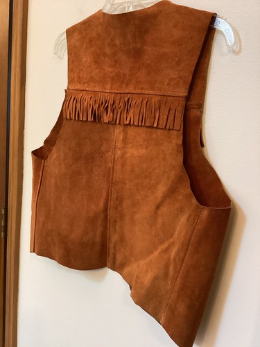 Herman Buckskin Vintage Wildleder Fransen Weste Rostfarben Echtleder M - Bild 4 von 13