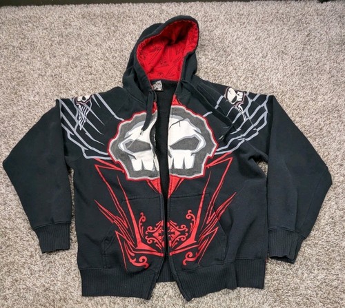 Vintage Y2K No Fear Hoodie Sweatshirt Pullover Mens Large Full Zip Skull NO ZIP - Picture 1 of 11