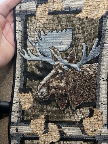Tapestry Bell Pull - "Cabin Fever" Rustic Wildlife Bear Moose - Made in USA - Picture 5 of 6