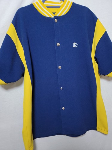 Vintage 90s Starter Black Label Navy And Yellow Snap Button Up Gr. XL NBA MLB NFL - Bild 2 von 12