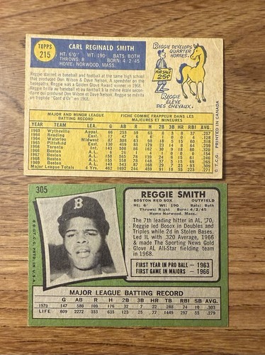 Reggie Smith 1970 1971 Topps Lote Set Breaks Vintage Medias Rojas - Imagen 2 de 2