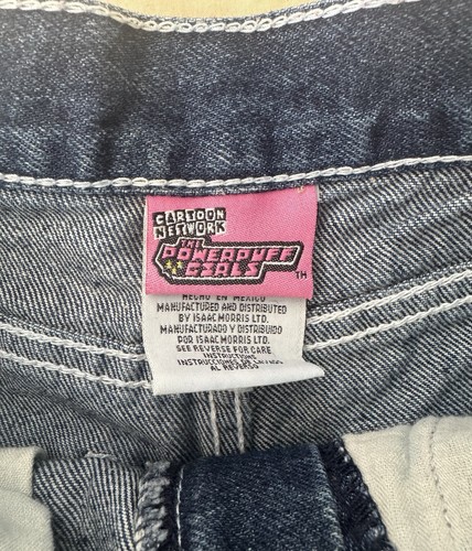 Vintage Powerpuff Girls Denim Shorts Flower Power Frayed Jeans Cartoon Network - Picture 7 of 7