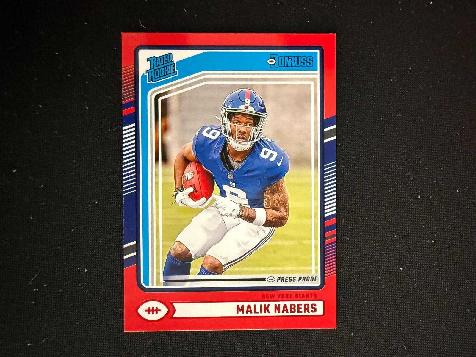 Malik Nabers 2024 Panini Donruss Red Rated Rookie RC Press Proof NY Giants D13
