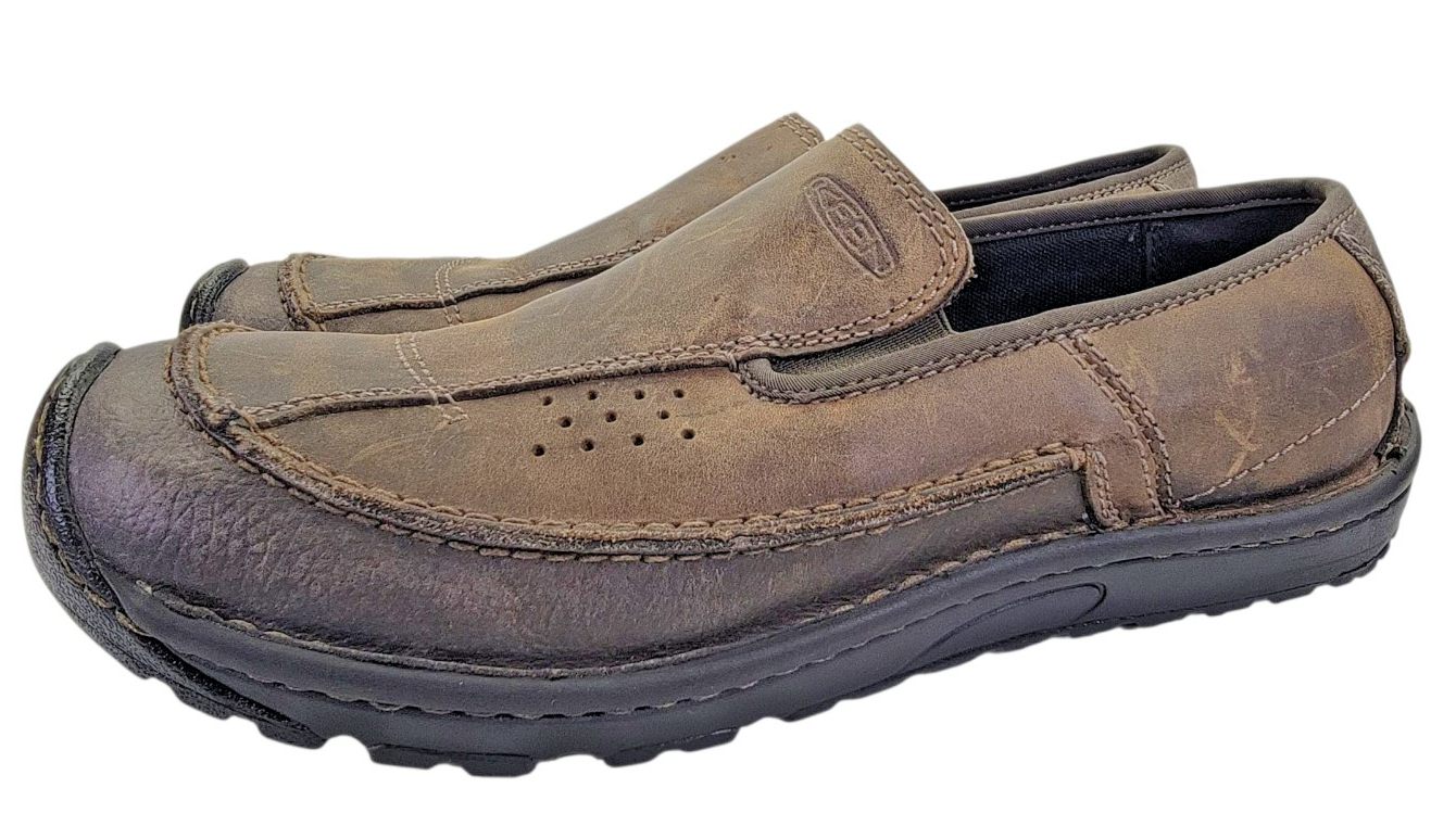 Scarpe casual mocassino Keen Dillon uomo slip on in pelle marrone taglia 8 5