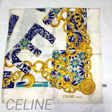 Celine Large Silk Scarf Paris 86x87cm Used Excellent Condition From Japan
