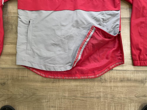 Ohio State Buckeyes Pullover Jacket Mens Medium Red Gray Hooded Windbreaker NCAA - Picture 5 of 15