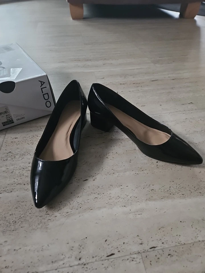 Aldo Lackleder Pumps/ Ballerina/ Blockabsatz Gr. 39 Schwarz - Bild 2 von 4
