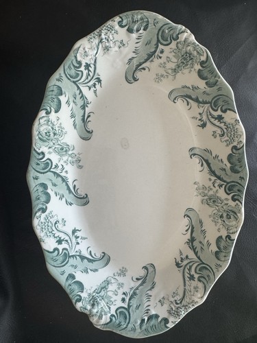 Antique W.H. Grindley Argyle Teal Porcelain Transferware Platter Victorian 1890 - Picture 3 of 12