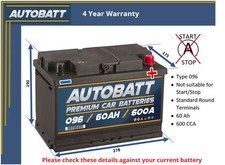 Battery fits ASTON MARTIN DB7 VIRAGE V8 VANQUISH ZAGATO ONE 77 096 600A