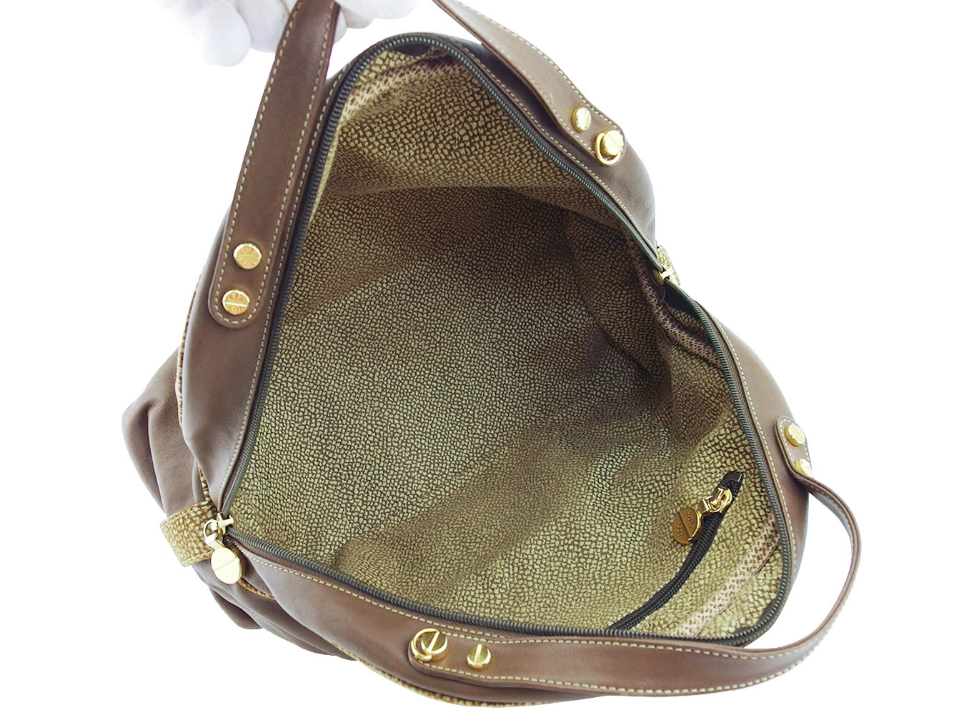 Borbonese Handbag Opossum Pattern Brown Women's B… - image 5