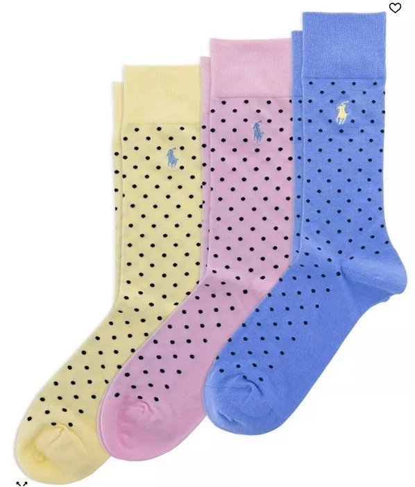 Polo Ralph Lauren Men's Classic Dot Dress Socks, 3-Pack Multi-Color