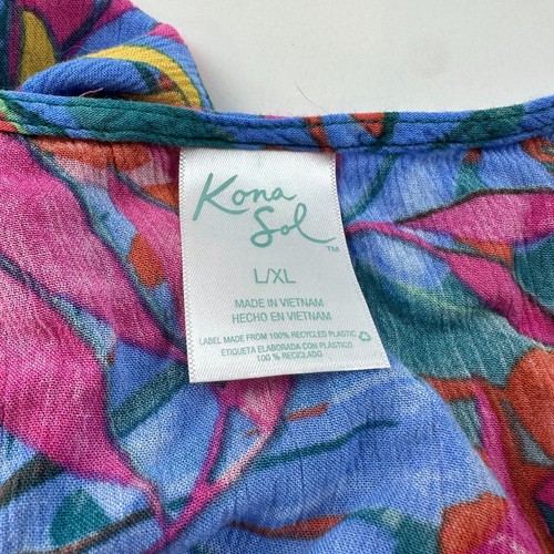 Traje de Baño Kona Sol Natación Largo Encubrimiento L/XL Floral Tropical Gasa Corbata Frontal - Imagen 3 de 10