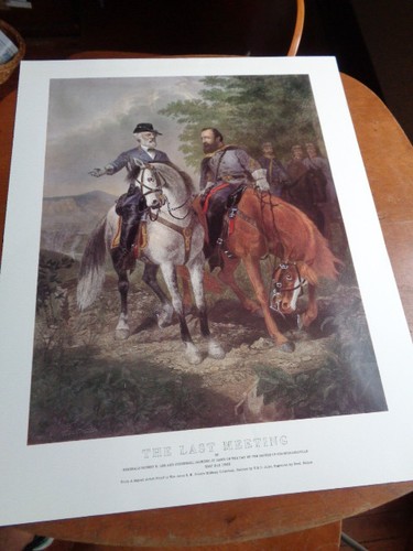 Vtg Print "The Last Meeting" Robert E Lee, Stonewall Jackson, EBD Julio 25" x 20 - Picture 1 of 9