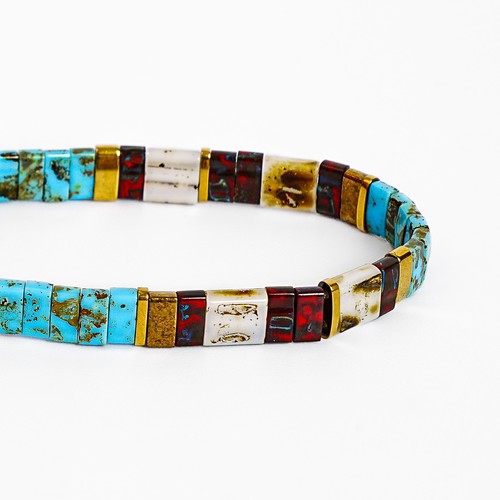 Tile Tila Bracelet,Stackable Boho Glass Bead Bracelet,Summer Jewelry OCEAN REEFS - Picture 20 of 39