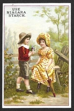 Victorian Trading Card - Niagara Starch - "Boy with Flowers for Girl" (5H9)