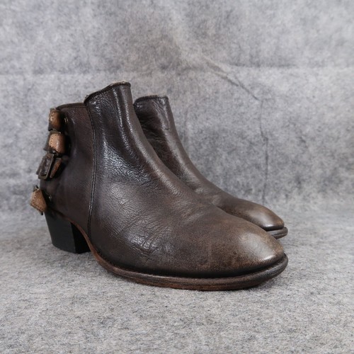 Zapatos Hudson Mujer 39 Botas Cuero Motociclista Moto Botines Hebilla Correas Cremallera