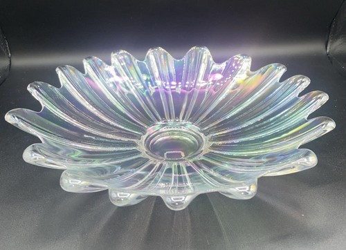 Vintage MCM Federal Celestial Glas Schale klar irisierend Starburst Blütenblatt - Bild 4 von 6