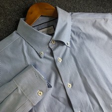 Charles Tyrwhitt Dress Shirt Mens 17.5 38 Blue Classic Fit Non Iron Long Sleeve
