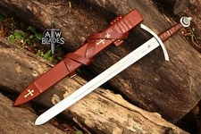 Handmade Carbon Steel Faithkeeper Knight's Templar Sword Medieval With Scabbard