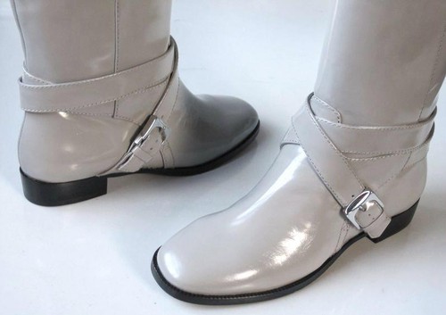 MARC JACOBS piedra cuero gris montando botas altas planas nuevas - Imagen 3 de 4