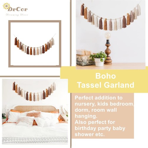 DrCor Boho Yarn Tassel Garland Terracotta Rainbow Bunting Banner Wall Hanging... - Picture 3 of 6
